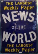 A tin enamel advertising sign for the News of The World
