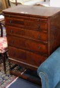 A William and Mary style walnut chest on stand, H.108cm