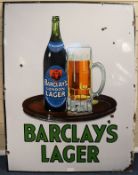 A large tin enamel advertising sign for Barclay's Lager