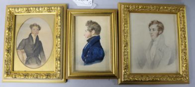 English School, three early 19th century portrait of gentlemen