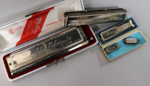 A collection of Hohner and other harmonicas