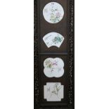 A pair of Chinese porcelain inset wood panels