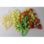 Assorted Chinese glass bead necklaces.