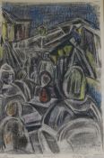 Hilde Goldschmidt (German, 1897-1980)monotype heightened in watercolour'Au Rialto'signed,