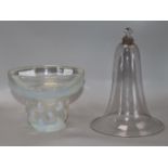 A Lalique vase and a Victorian glass shade