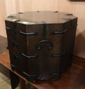 A Chinese ironbound octagonal cupboard, H.50cm