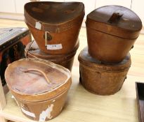 Five leather hat boxes