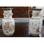 A pair of Satsuma vase table lamps (faults)