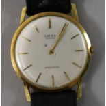 A gentleman's gold Gruen precision manual wind wrist watch.
