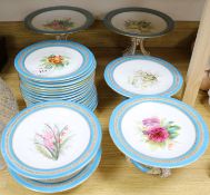 A Royal Worcester botanical dessert service, comprising 18 plates and three pairs of graduated