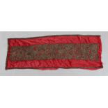 A rose red silk velvet panel, with silver embroidered design purported to be from the Fortuny Studio