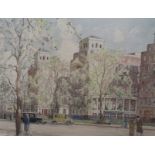 E M Garnet watercolour, Town scene, 13.5 x 17.5ins
