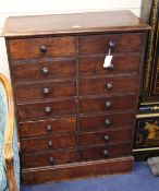 A Victorian chest of fourteen drawers H.106cm