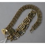 A 9ct gold gate-link bracelet and a similar bracelet.