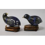 A pair of Chinese cloisonné enamel models of quails