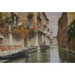 Zinioil on boardVenetian canal scenesigned14 x 21in.