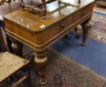 A Victorian rosewood side table (converted from a square piano), W.123cm