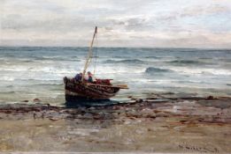 William Wilsonoil on canvasFishing boat on the shoresigned and dated '9214 x 21in., unframed