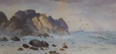 William Henry Earppair of watercoloursCoastal landscapesinitialled16.5 x 36.5cm.