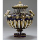 A Coalport? jewelled lidded vase