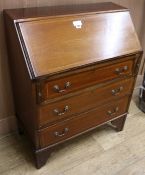 An Edwardian inlaid mahogany bureau, W.76cm