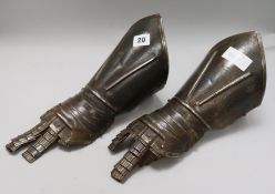 A pair of Victorian iron gauntlets