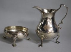 A George III silver helmet jug, London 1768 and a bun salt, 1768