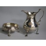 A George III silver helmet jug, London 1768 and a bun salt, 1768