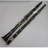 An F.Besson ebony clarinet and an ebony piccolo