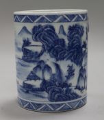 Chinese blue and white brush pot