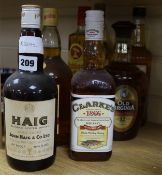 4 bottles of Whisky - Haig, Glen Rossie, Highland Harvest, White Horse and 3 bourbon Spirit of