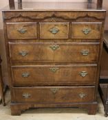 A mid 18th century North Country inlaid mahogany chest, of three short and three long drawers, W.