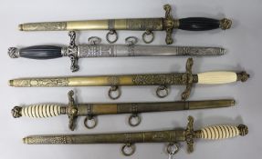 Five Hungarian WWI replica daggers