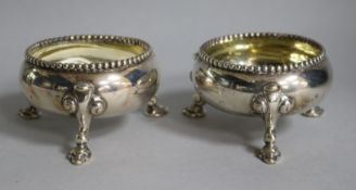 A pair of Victorian silver bun salts, London 1868