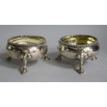 A pair of Victorian silver bun salts, London 1868