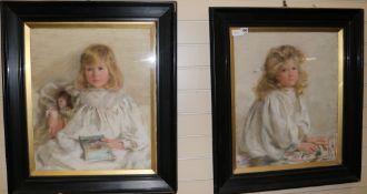 Marie Seymour Lucas (1850-1921),Pair of pastelsPortraits of children60 x 50cm