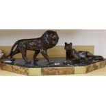 A French Art Deco bronze of a Lion and Lioness