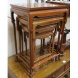 A nest of Chinese hardwood quartetto tables, W.51cm