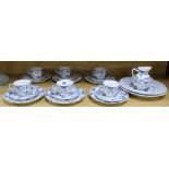 A twenty two piece Royal Copenhagen 'Onion pattern' part tea service