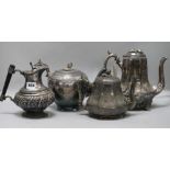 Three silver plated teapots