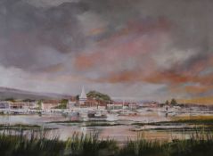 Michael ManceOil on canvasChurch view from across the harboursigned and dated 8991 x 121cm