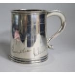 A George VI silver pint mug, Birmingham 1946, maker Adkin Bros, 9ozs.