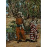 H. BernierOil on boardNorth African children beside palm treessigned68 x 50cm