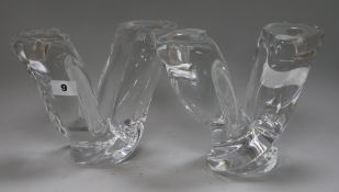 A pair of 1960's glass candelabra, signed