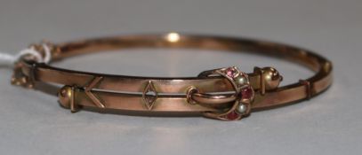 An Edwardian 9ct gold gem set bracelet, in original box