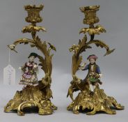 Pair of French ormolu figurative candlesticks