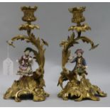 Pair of French ormolu figurative candlesticks