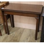 A Georgian style mahogany tea table, W.87cm