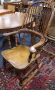 A Victorian yew, ash and elm Windsor chair, with later rockers