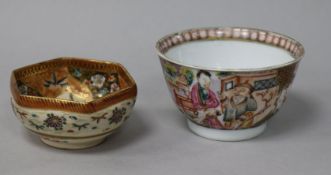 A Satsuma bowl and a Chinese enamel cup